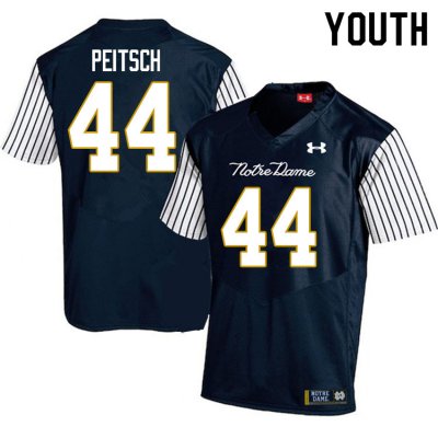 Notre Dame Fighting Irish Youth Alex Peitsch #44 Navy Under Armour Alternate Authentic Stitched College NCAA Football Jersey IGZ3199MI